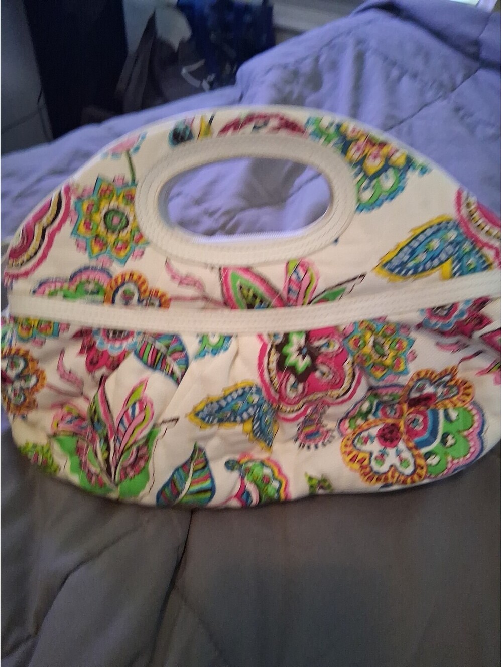 Vera Bradley Multicolor Paisley Satchel Top Handle Zip Closure Inner Pockets